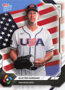 2026 Topps Now World Baseball Classic Team USA Baseball Clayton Kershaw #USA06