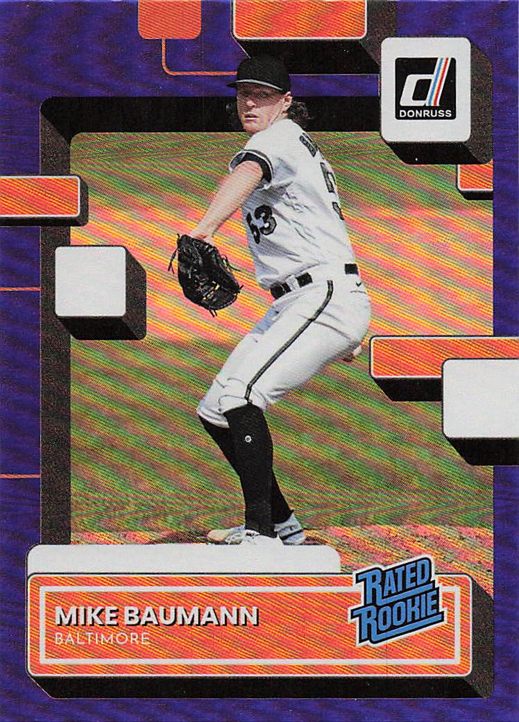 2022 Donruss Baseball Holo Blue Mike Baumann #57 Rookie