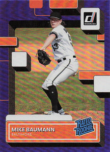 2022 Donruss Baseball Holo Blue Mike Baumann #57 Rookie