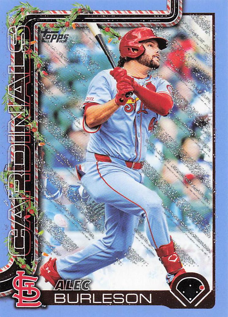 2025 Topps Holiday Light Blue & White Glitter Holiday Alec Burleson #H64