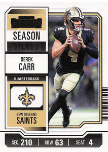 2023 Panini Contenders Football Season Ticket Retail Derek Carr #72