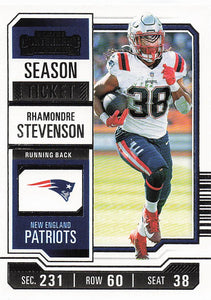 2023 Panini Contenders Football Season Ticket Retail Rhamondre Stevenson #71