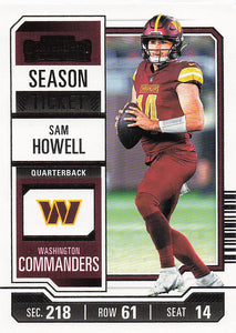 2023 Panini Contenders Football Season Ticket Retail Sam Howell #100