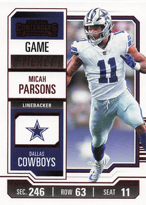 2023 Panini Contenders Football Game Ticket Red Micah Parsons #29