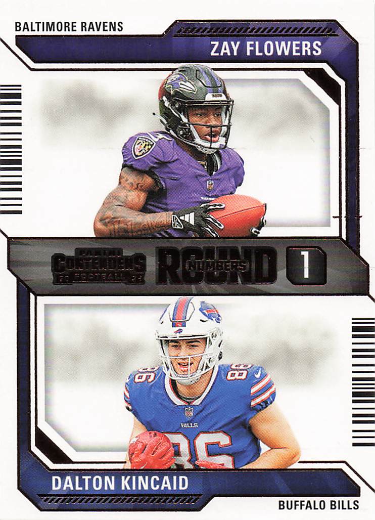 2023 Panini Contenders Football Round Numbers Zay Flowers / Dalton Kincaid #9