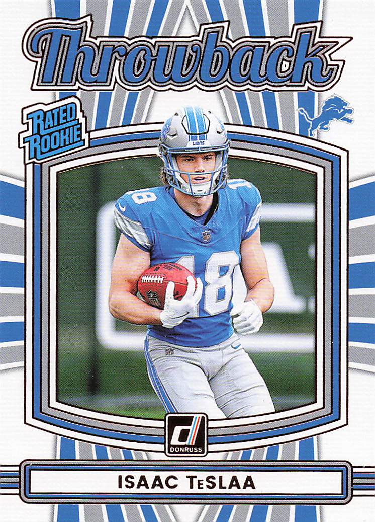 2025 Donruss Football Rated Rookies Throwback Isaac TeSlaa #22