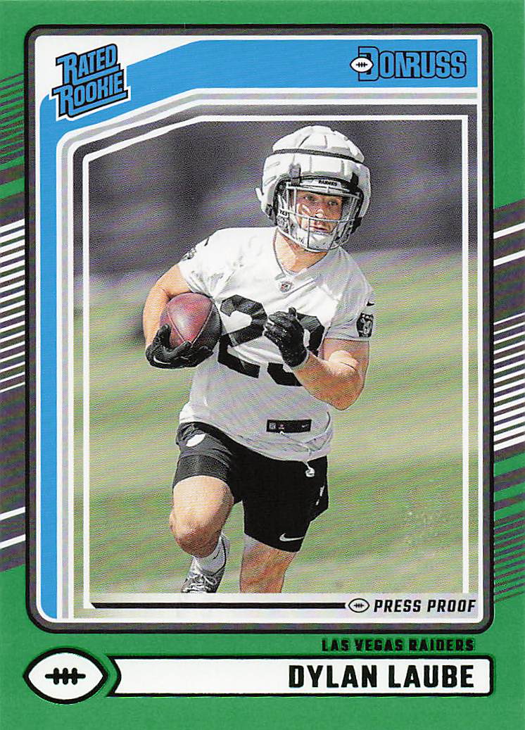 2024 Donruss Football Press Proof Green Dylan Laube #372 Rookie