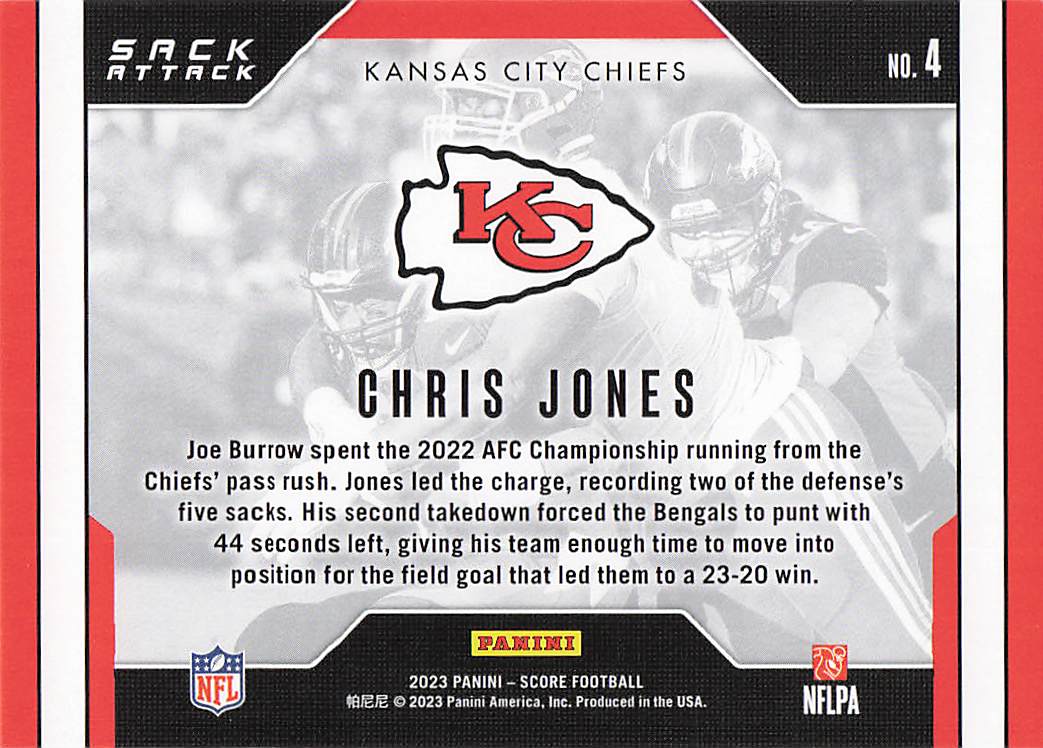 2023 Score Football Sack Attack Chris Jones #4