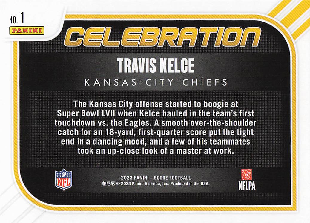 2023 Score Football Celebration Travis Kelce #1