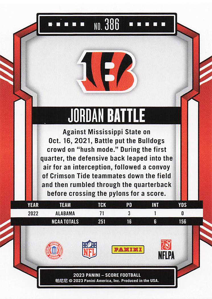 2023 Score Football Jordan Battle #386 Rookie