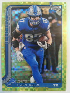 2025 Topps Chrome Football Lime Green X-Fractor Sam LaPorta #100
