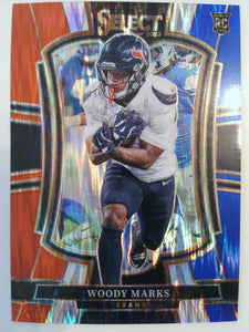 2025 Panini Select Football Red and Blue Prizm Shock Woody Marks #135