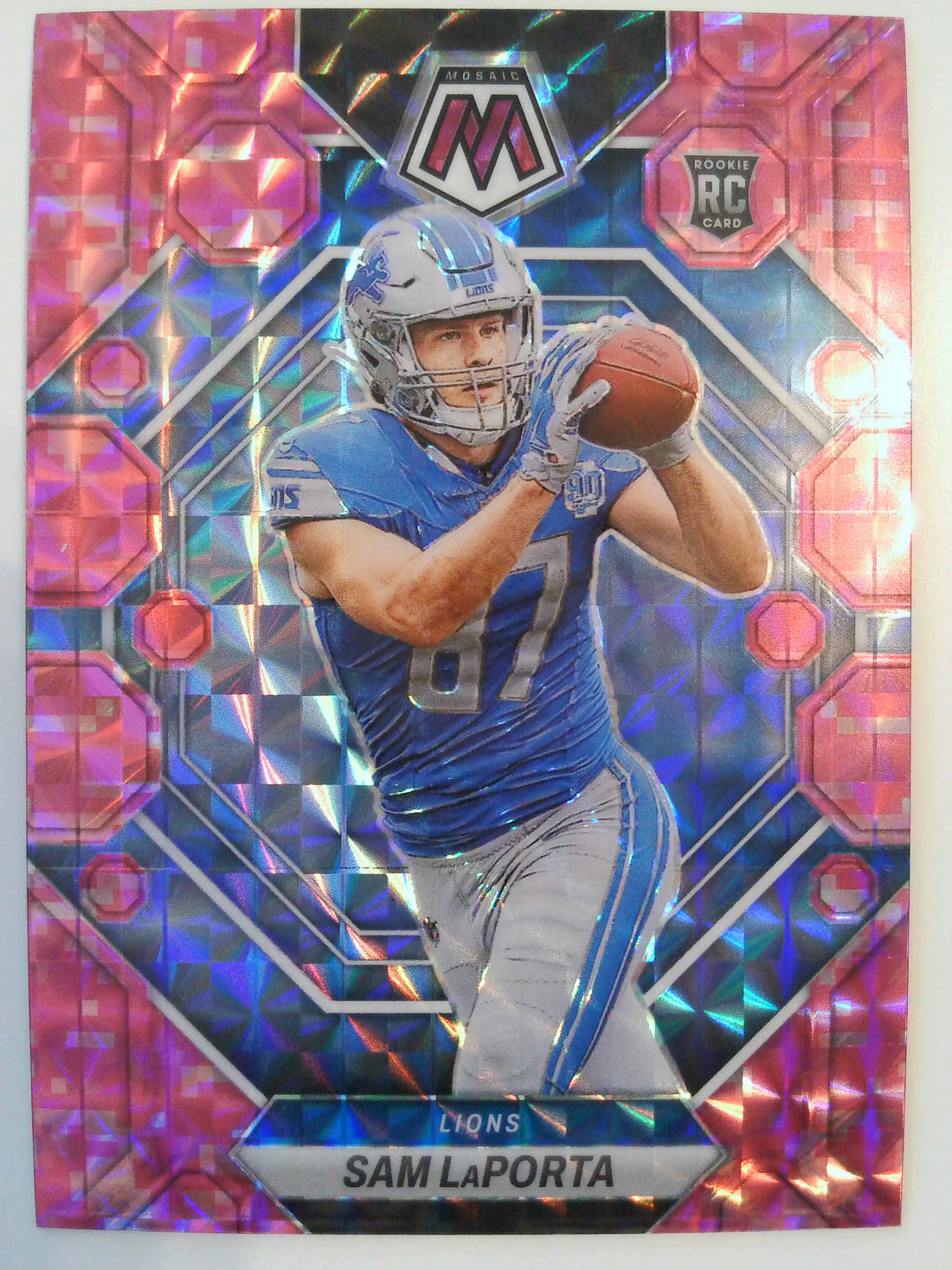 2023 Panini Mosaic Football Camo Pink Mosaic Sam LaPorta #360 Rookie