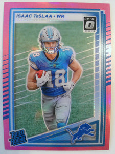 2025 Donruss Football Optic Rated Rookies Preview Pink Isaac TeSlaa #338 Rookie