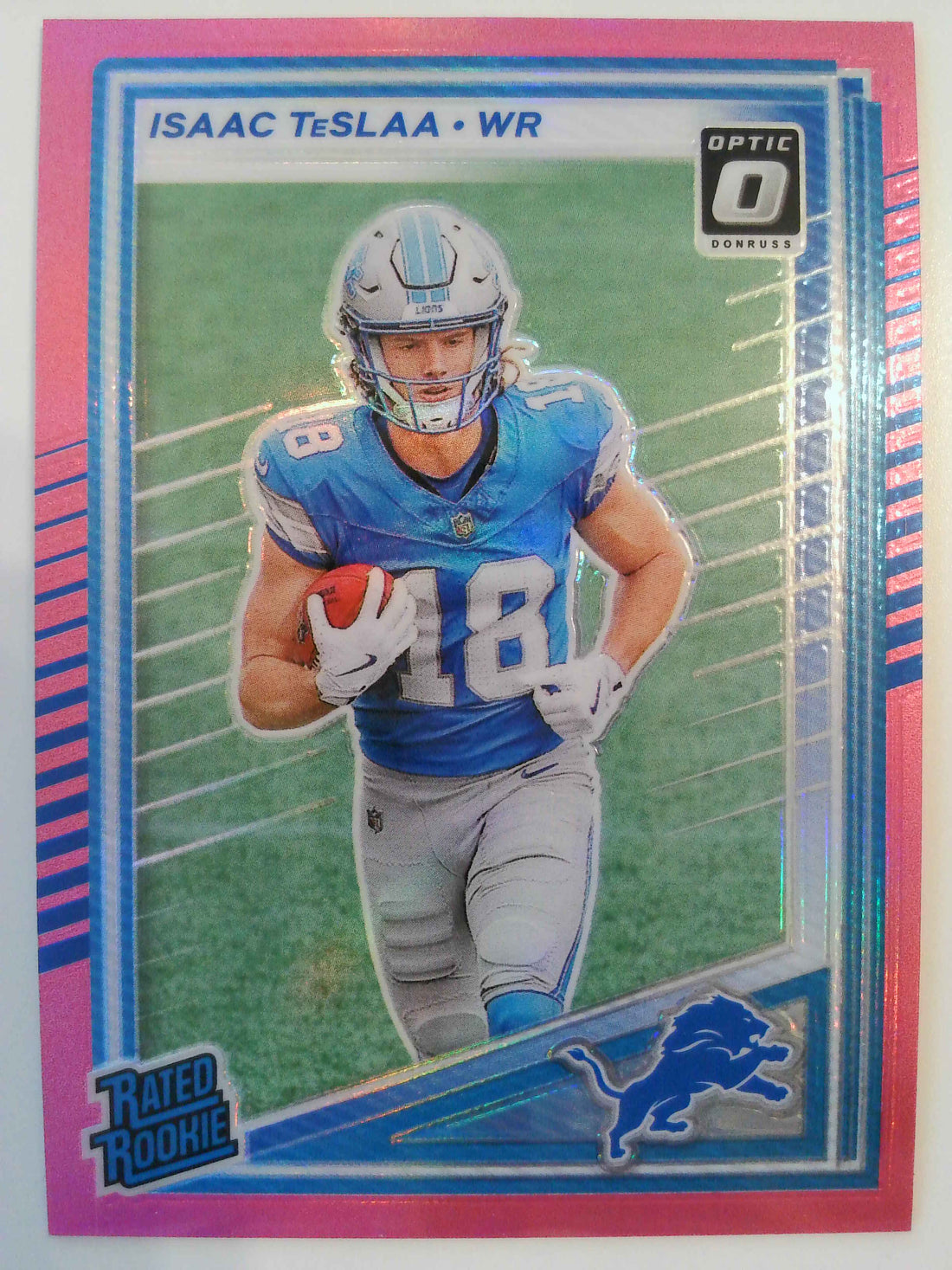 2025 Donruss Optic Football Pink Isaac TeSlaa #219 Rookie