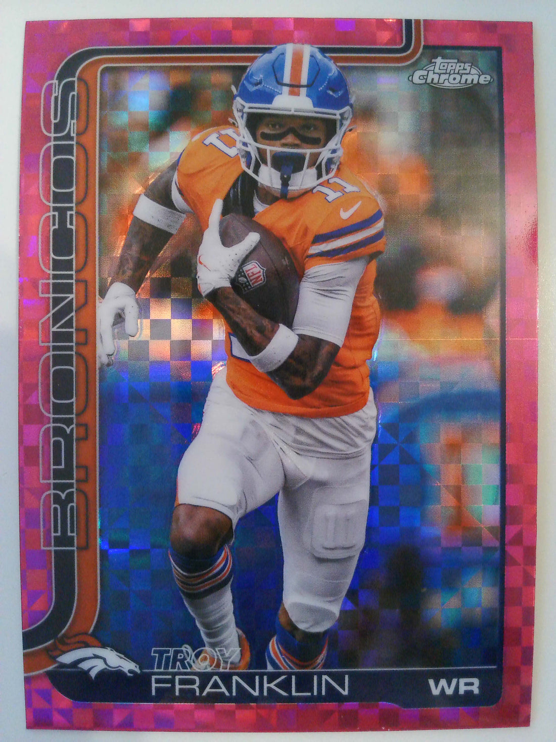 2025 Topps Chrome Football Hot Pink X-Fractor Troy Franklin #91