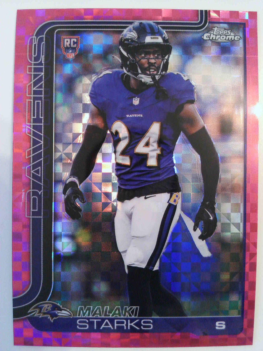 2025 Topps Chrome Football Hot Pink X-Fractor Malaki Starks #347 Rookie
