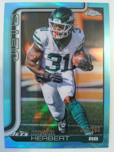 2025 Topps Chrome Football Teal Refractor 043/299 Khalil Herbert #131