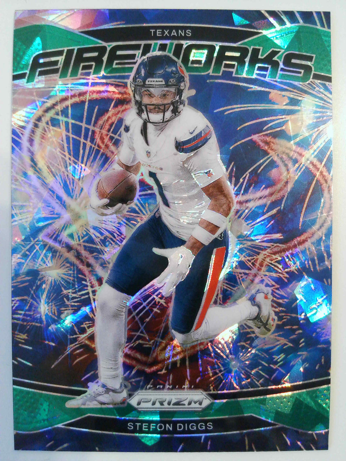 2024 Panini Prizm Football Fireworks Green Prizm Stefon Diggs #9