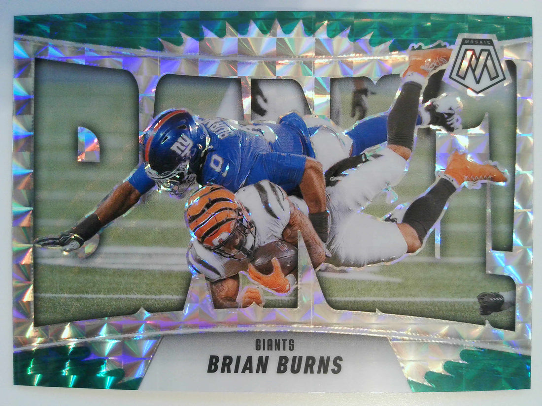 2025 Panini Mosaic Football Bang! Mosaic Green Brian Burns #7