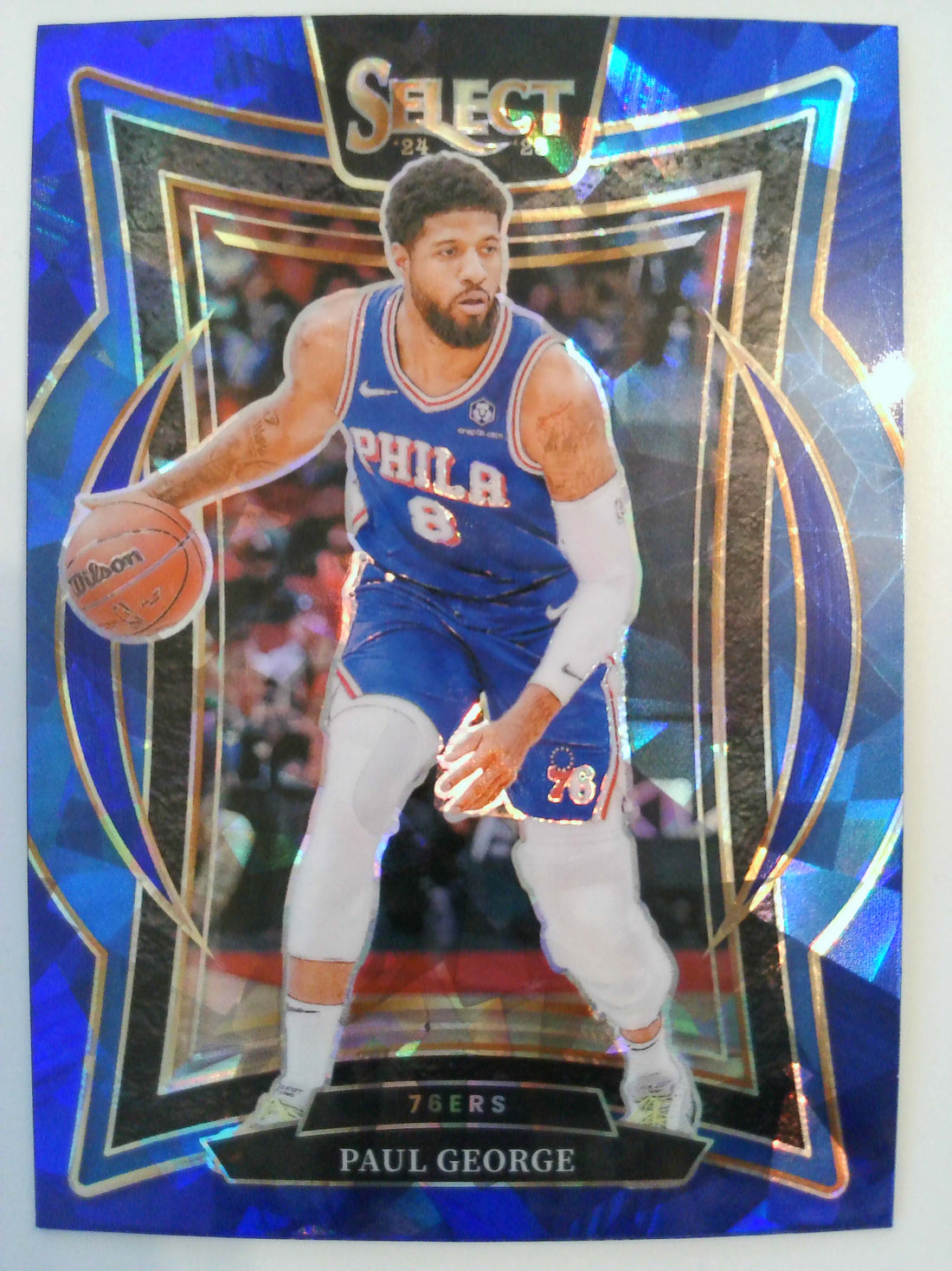 2024-25 Panini Select Basketball Blue Cracked Ice Prizm Paul George #37