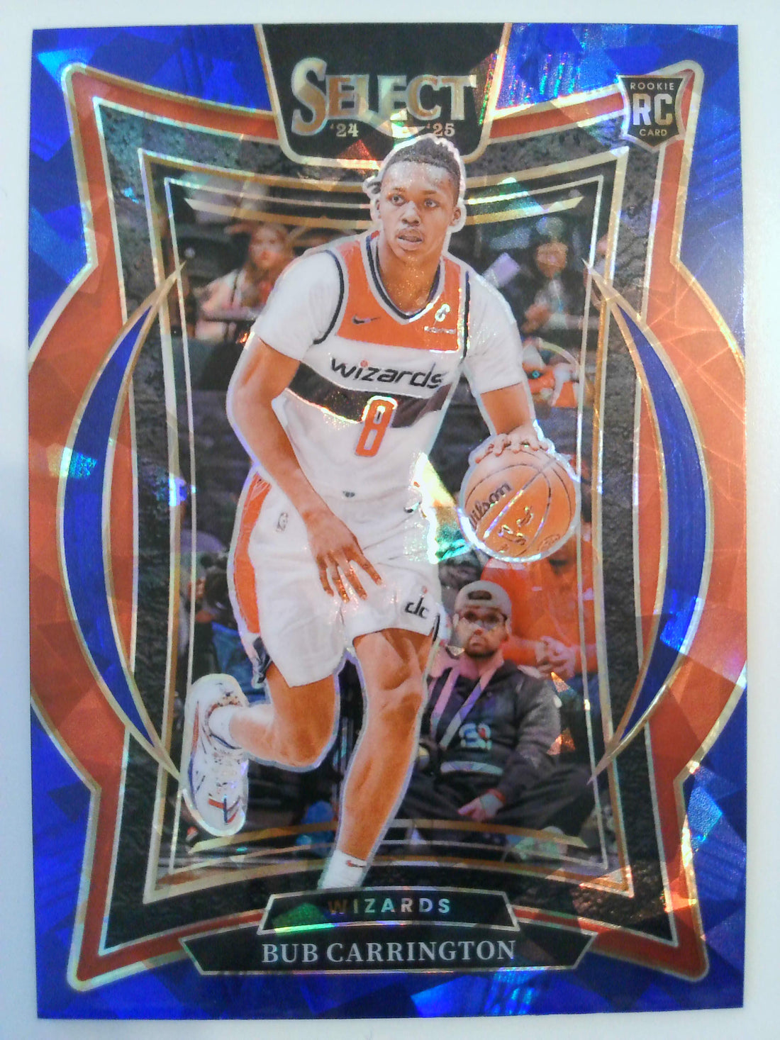 2024-25 Panini Select Blue Cracked Ice Prizm Bub Carrington #81 Rookie