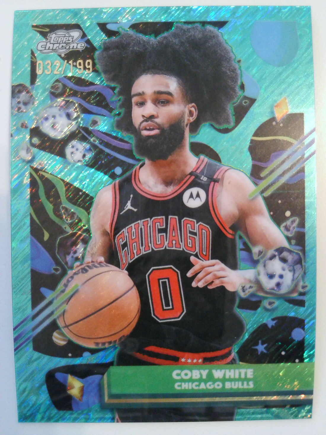 2025-26 Topps Chrome Cosmic Aqua Equinox Refractor 032/199 Coby White #141