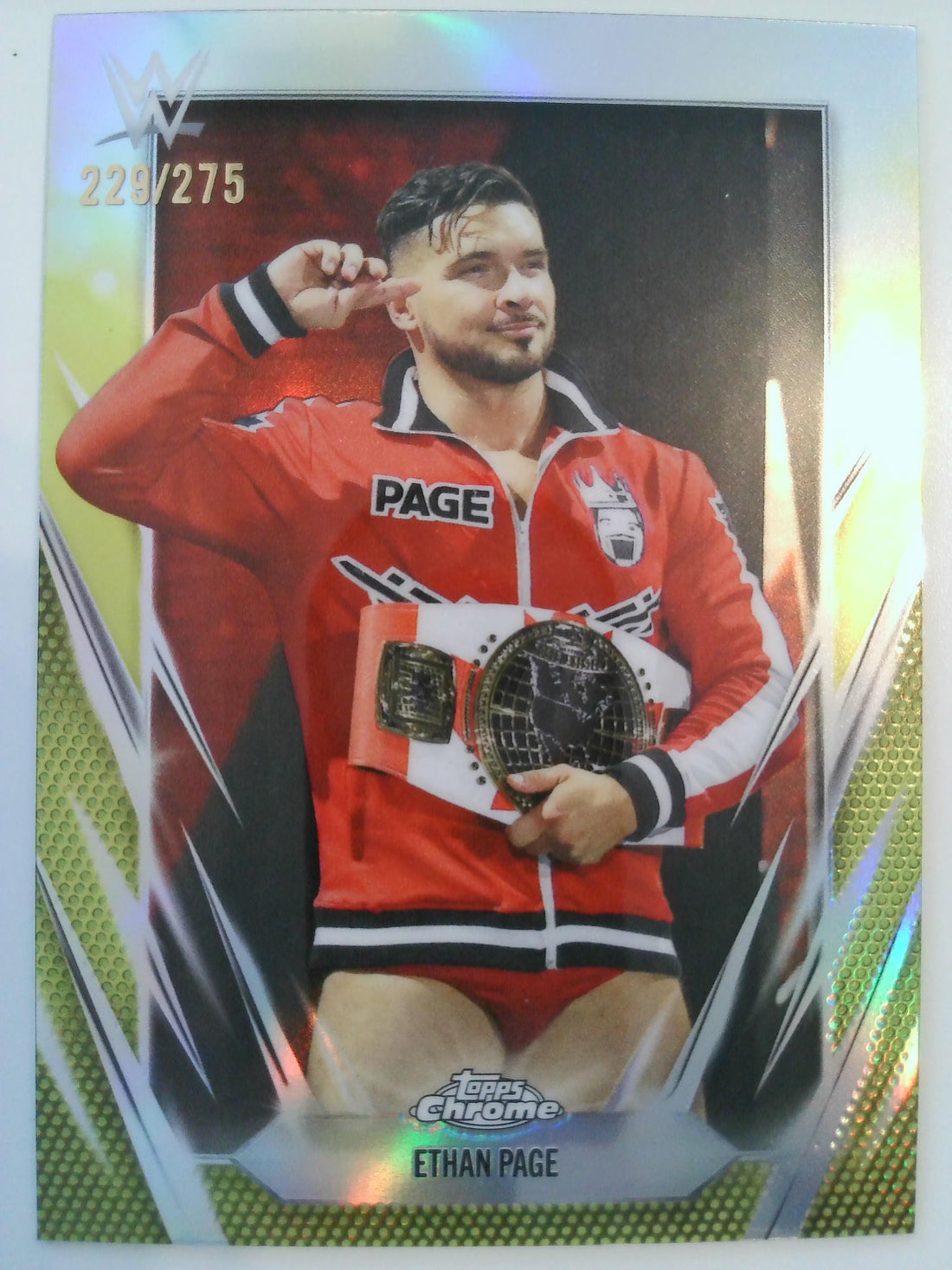 2026 Topps Chrome WWE Wrestling Yellow Refractor 229/275 Ethan Page #133