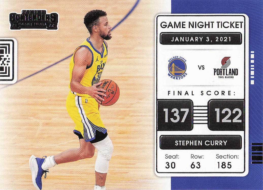 2021-22 Panini Contenders Basketball Game Night Ticket Stephen Curry #8
