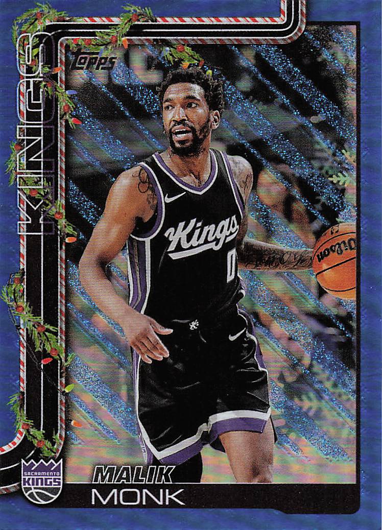 2025-26 Topps Holiday Basketball Blue Metallic Glitter Holiday Malik Monk #H131