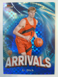 2023-24 Finest Arrivals Blue Checkerboard Refractors Gradey Dick #A-15
