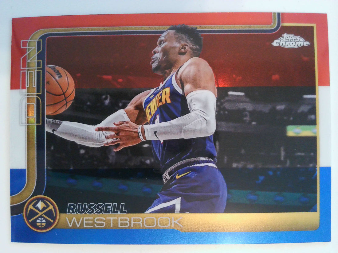 2025-26 Topps Chrome Red White and Blue Refractor Russell Westbrook #15