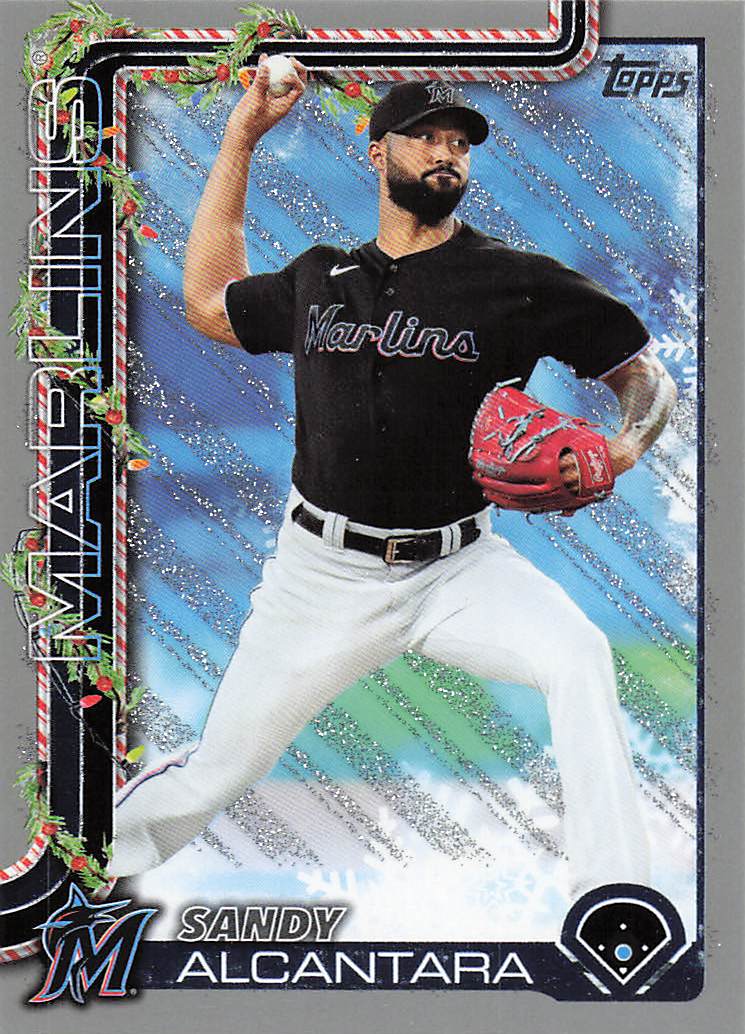 2025 Topps Holiday Baseball Silver Glitter Holiday Sandy Alcantara #H144