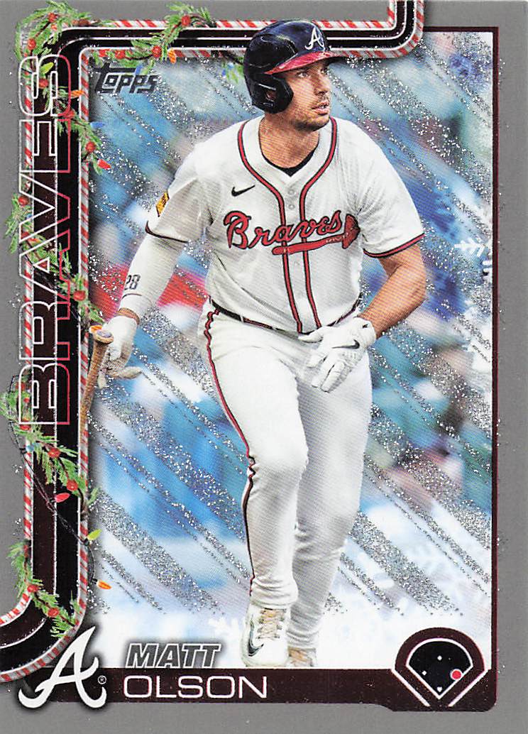 2025 Topps Holiday Baseball Silver Glitter Holiday Matt Olson #H15