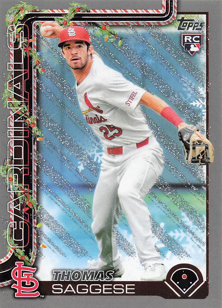 2025 Topps Holiday Baseball Silver Glitter Holiday Thomas Saggese #H187 Rookie