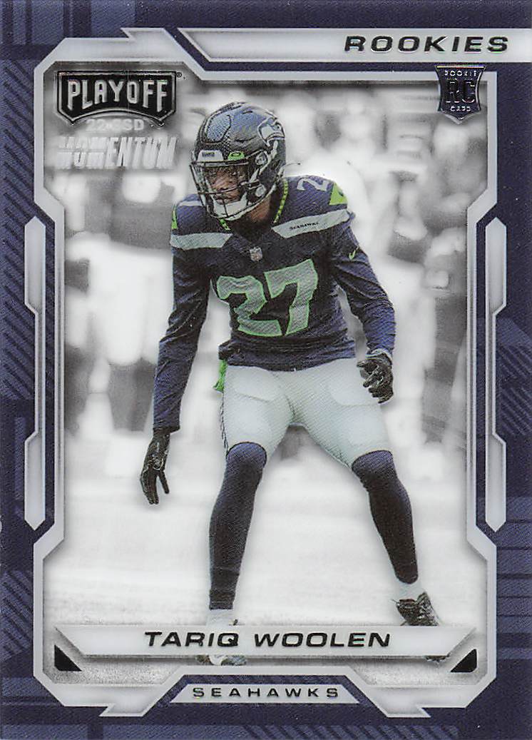 2022 Panini Chronicles Football Playoff Momentum Rookies Tariq Woolen #PMR-39