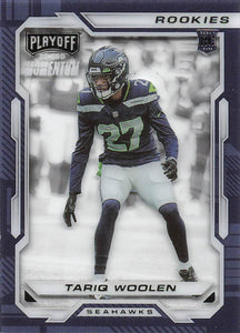 2022 Panini Chronicles Football Playoff Momentum Rookies Tariq Woolen #PMR-39
