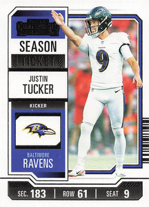 2023 Panini Contenders Football Season Ticket Retail Justin Tucker #7