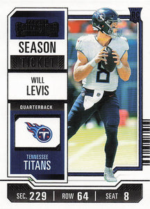2023 Panini Contenders Football Season Ticket Retail Will Levis #97 Rookie