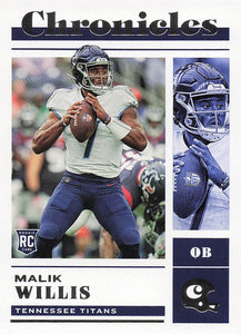 2022 Panini Chronicles Football Malik Willis #34 Rookie