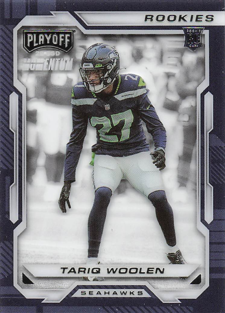 2022 Panini Chronicles Football Playoff Momentum Rookies Tariq Woolen #PMR-39