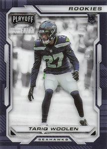 2022 Panini Chronicles Football Playoff Momentum Rookies Tariq Woolen #PMR-39
