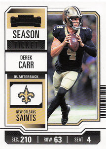 2023 Panini Contenders Football Season Ticket Retail Derek Carr #72