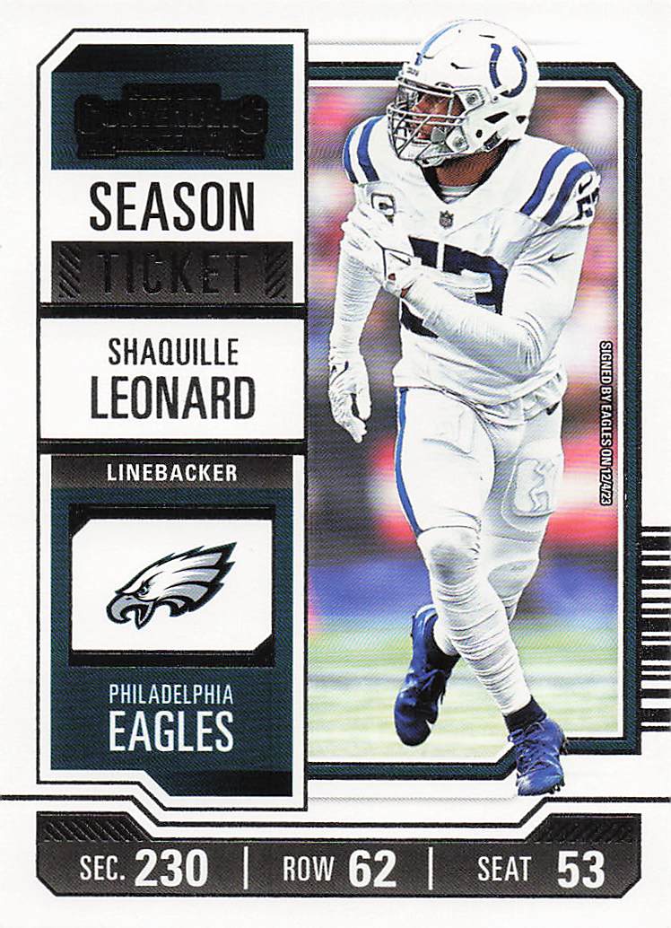 2023 Panini Contenders Football Season Ticket Retail Shaquille Leonard #45