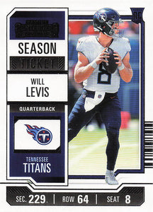 2023 Panini Contenders Football Season Ticket Retail Will Levis #97 Rookie