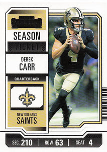 2023 Panini Contenders Football Season Ticket Retail Derek Carr #72