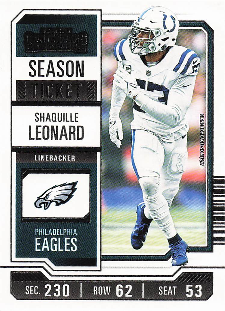 2023 Panini Contenders Football Shaquille Leonard #45