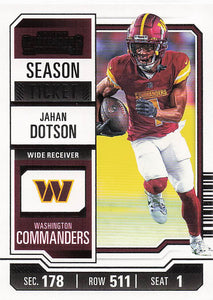 2023 Panini Contenders Football Season Ticket Retail Jahan Dotson #99