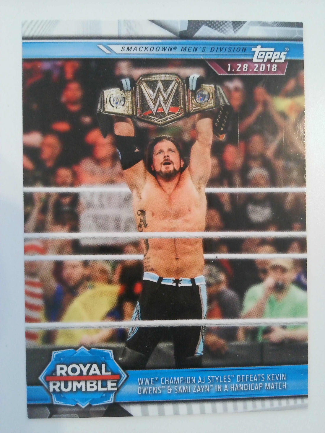 2019 Topps WWE Champion AJ Styles Defeats Kevin Owens & Sami Zayn #84