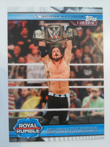 2019 Topps WWE Champion AJ Styles Defeats Kevin Owens & Sami Zayn #84